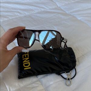 Fendi Black and Brown Sunglasses with Pouch